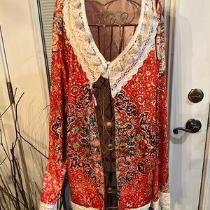 Red Bohemian Lace Cardigan